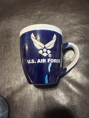 U.S. Air Force Navy Blue Ceramic Coffee Mug with White Trim